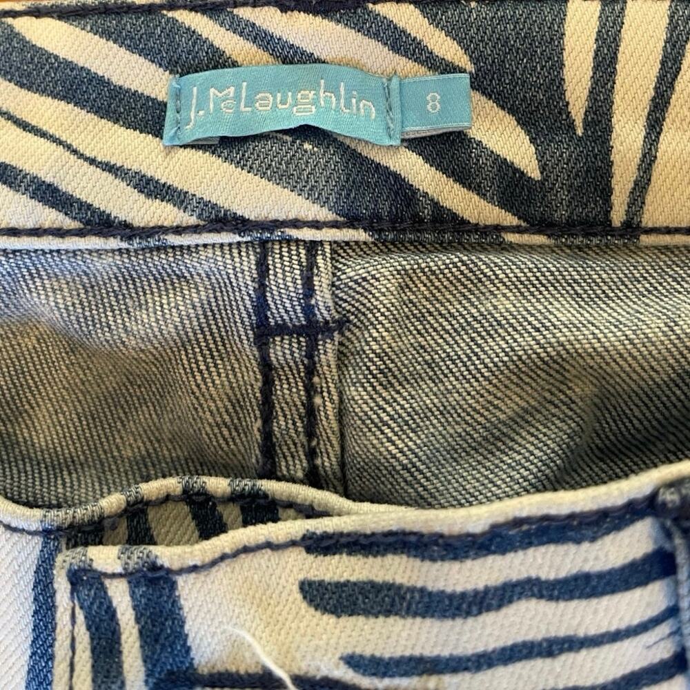 J.McLaughlin Jaycie Jeans Palm Print Blue White Button Denim Pants Size 8 - Picture 4 of 8